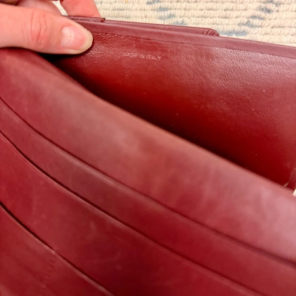 CARTIER Vintage Unisex Must de Cartier Bordeaux Calfskin Long Slim Wallet W Gold